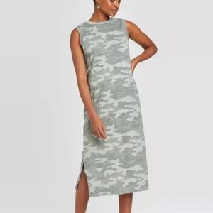 Women's Universal Thread Green Camo Dress Size XS oversized NWT